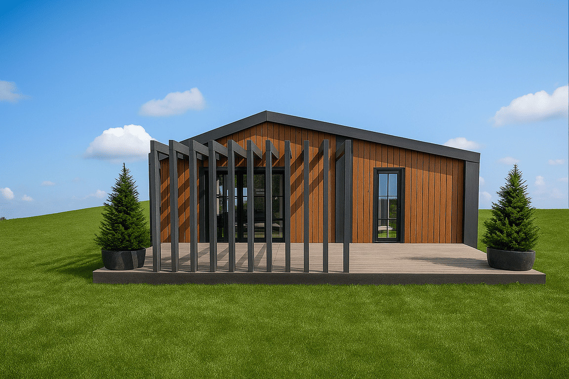 Modular homes in nature - background view from ModuMedi projects